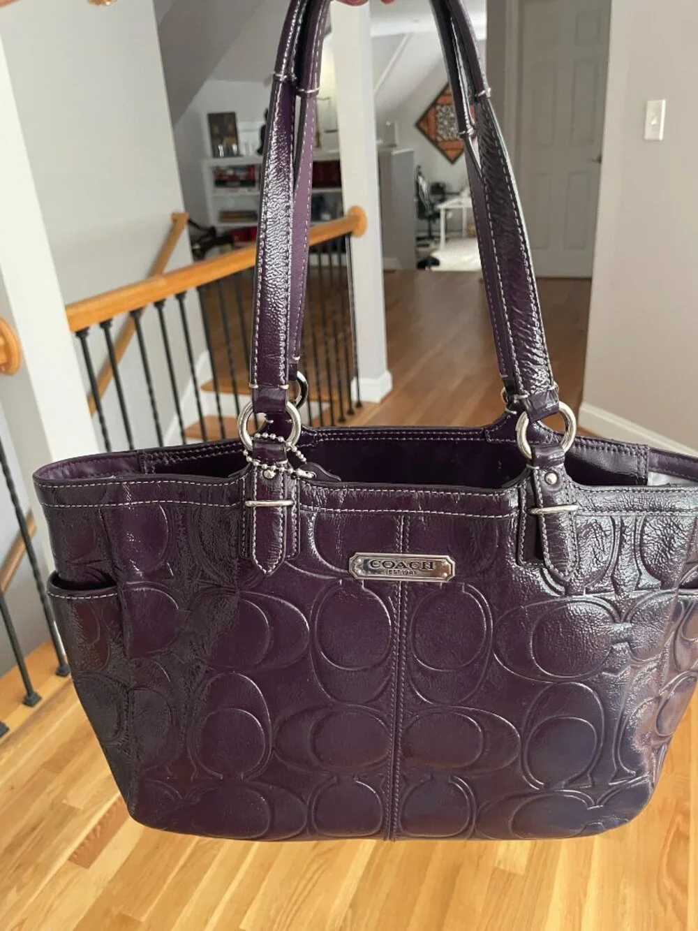 Mint Condition - Coach Purple Gallery Signature Embossed Patent Leather Tote